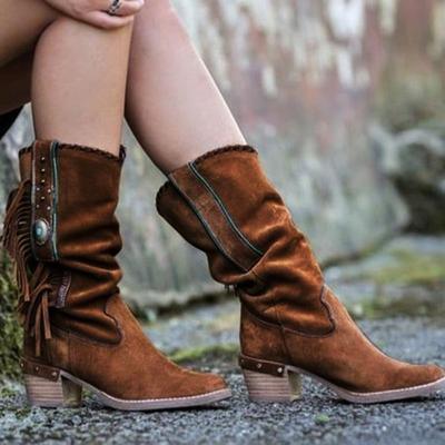 Giselle Boots | Mid-Calf Fringe Boots