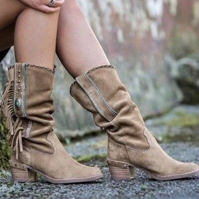 Giselle Boots | Mid-Calf Fringe Boots