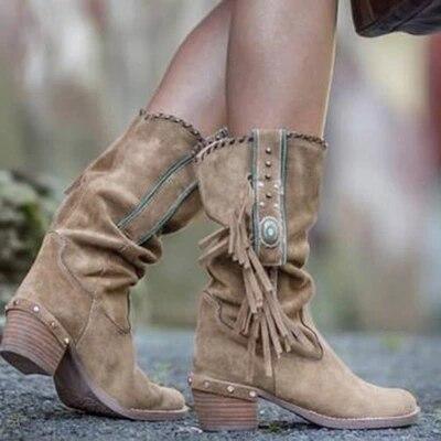 Giselle Boots | Mid-Calf Fringe Boots