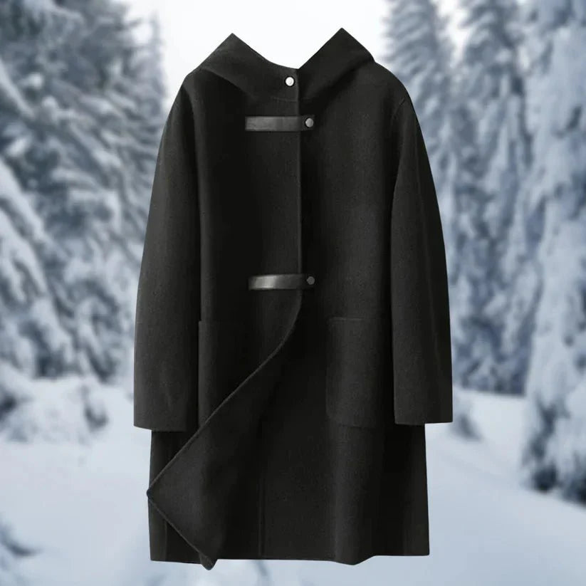 Kalina Wool Coat | Long Hooded Button-Up Winter Layer