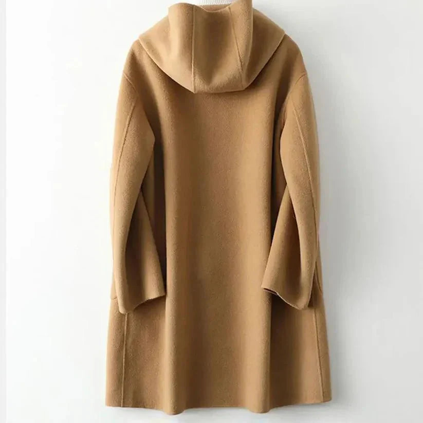 Kalina Wool Coat | Long Hooded Button-Up Winter Layer