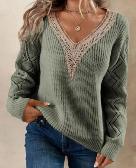 Hollie Sweater | Elegant Knitted V-Neck Sweater