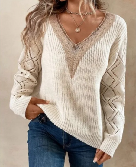 Hollie Sweater | Elegant Knitted V-Neck Sweater