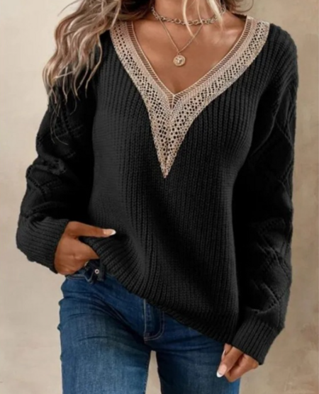 Hollie Sweater | Elegant Knitted V-Neck Sweater