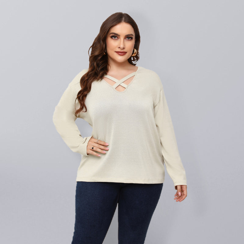 Jovita Plus Size Crisscross V-Neck Top | Elegant & Flattering Fit