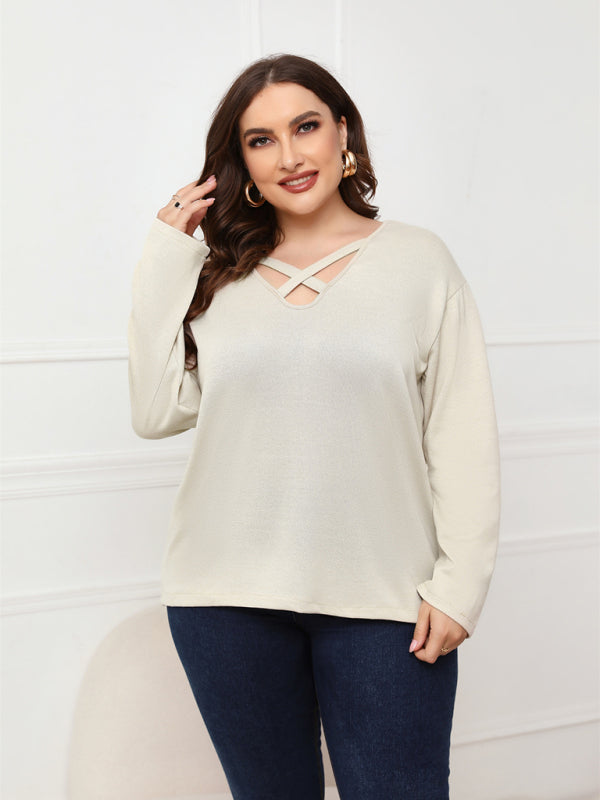 Jovita Plus Size Crisscross V-Neck Top | Elegant & Flattering Fit