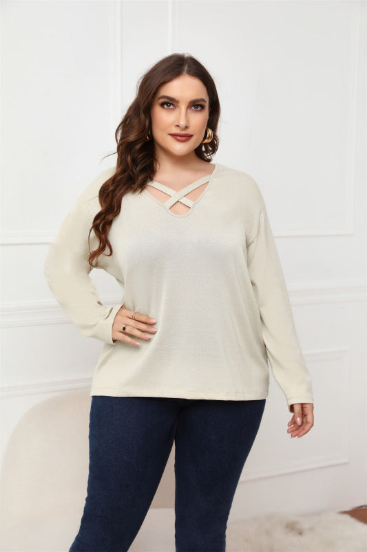 Jovita Plus Size Crisscross V-Neck Top | Elegant & Flattering Fit