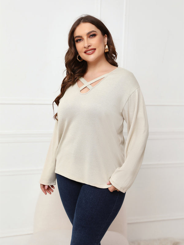 Jovita Plus Size Crisscross V-Neck Top | Elegant & Flattering Fit