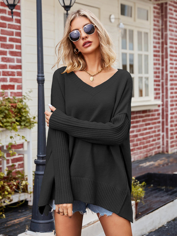 Jordyn Plus Size V-Neck Knit Poncho | Stylish & Cozy Pullover