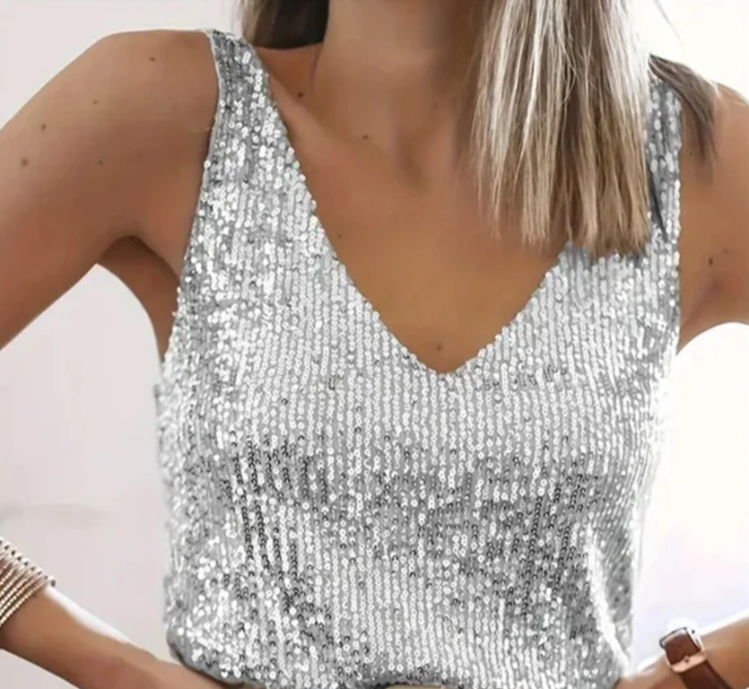 Brooke Sequin Top | Sleeveless Sparkly Party Top