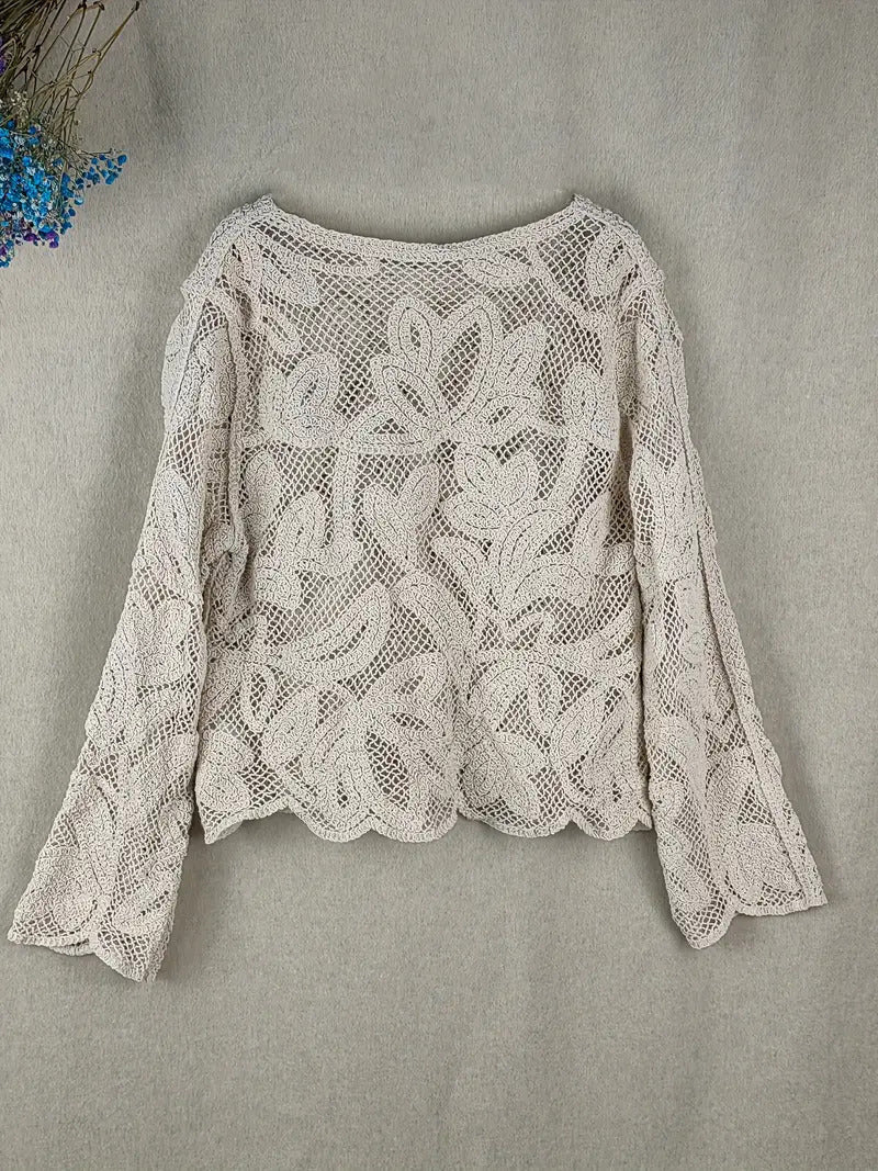 Iris Blouse | Women's Floral Lace Button-Up Blouse