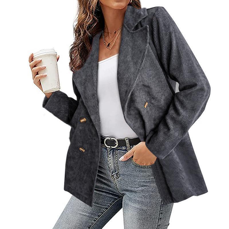 Hailey Blazer Coat | Corduroy Double-Breasted Blazer