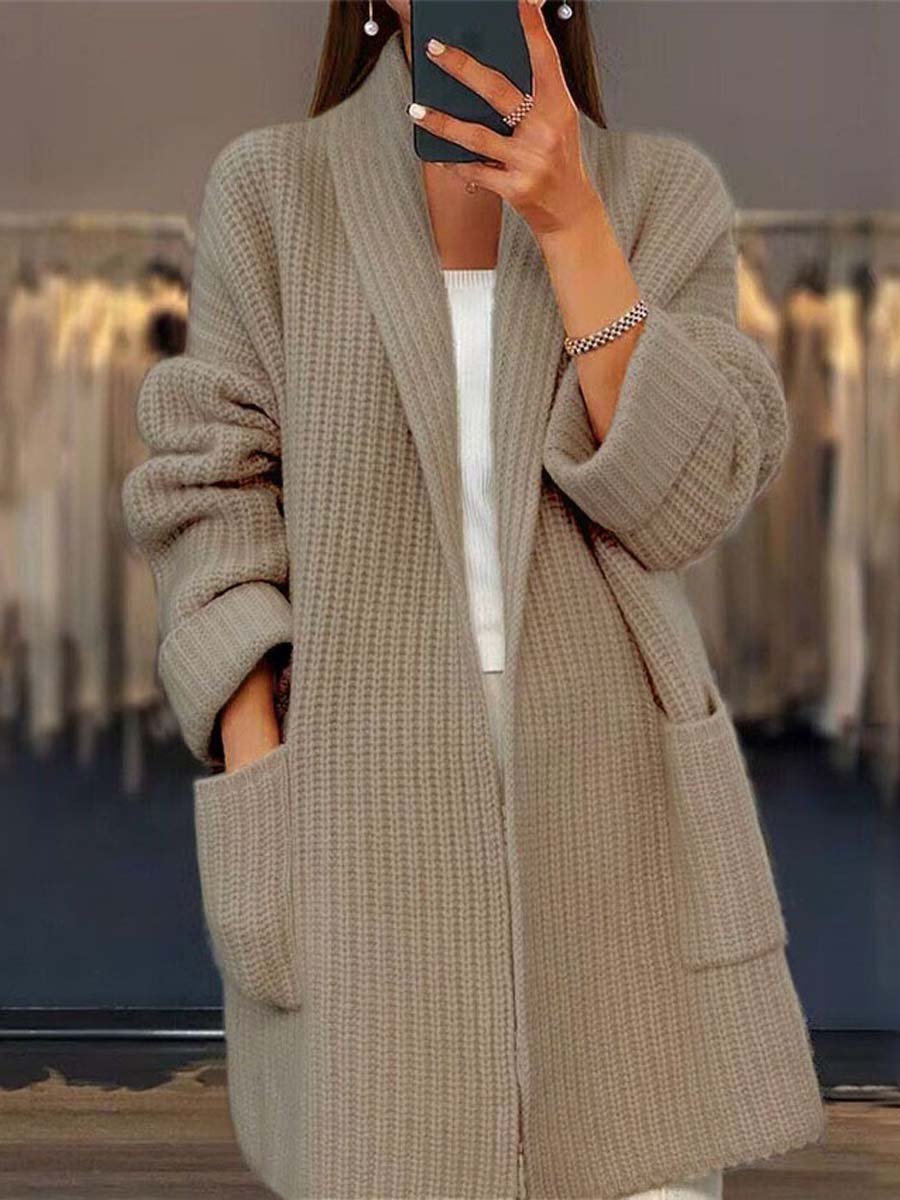 Charmaine Cardigan | Solid Color V-Neck Pocket Knitted Cardigan, Simple and Versatile