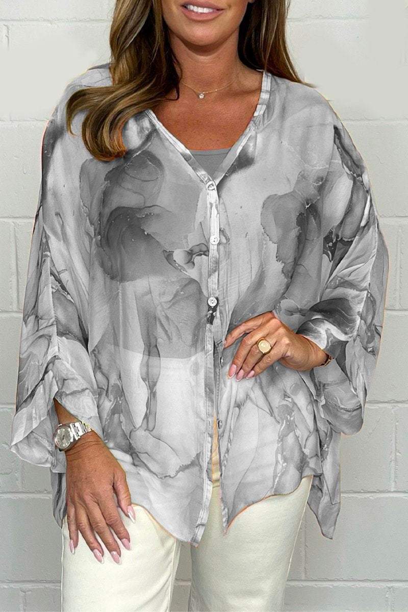 Babette Blouse | Lightweight Printed Blouse for Women with Long Sleeves and Classic Collar