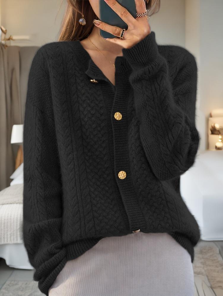 Carmine Cardigan | Vintage Cable Knit Jacquard Button-Down Cardigan, Cozy and Stylish