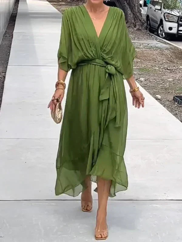 Yesenia Chiffon Dress | Women’s Long Flowy Chiffon Dress with Fairy Skirt Detail