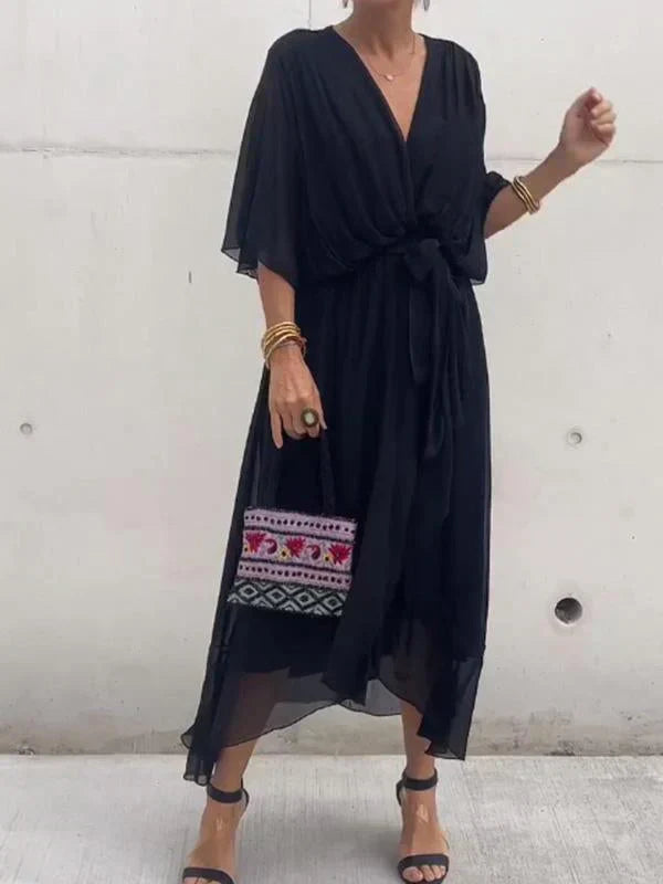 Yesenia Chiffon Dress | Women’s Long Flowy Chiffon Dress with Fairy Skirt Detail