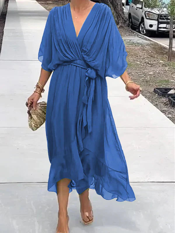 Yesenia Chiffon Dress | Women’s Long Flowy Chiffon Dress with Fairy Skirt Detail