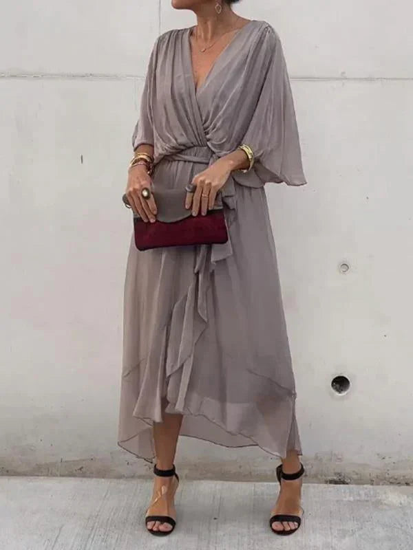 Yesenia Chiffon Dress | Women’s Long Flowy Chiffon Dress with Fairy Skirt Detail