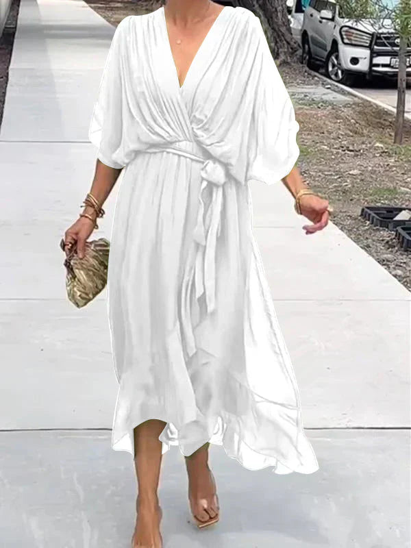 Yesenia Chiffon Dress | Women’s Long Flowy Chiffon Dress with Fairy Skirt Detail