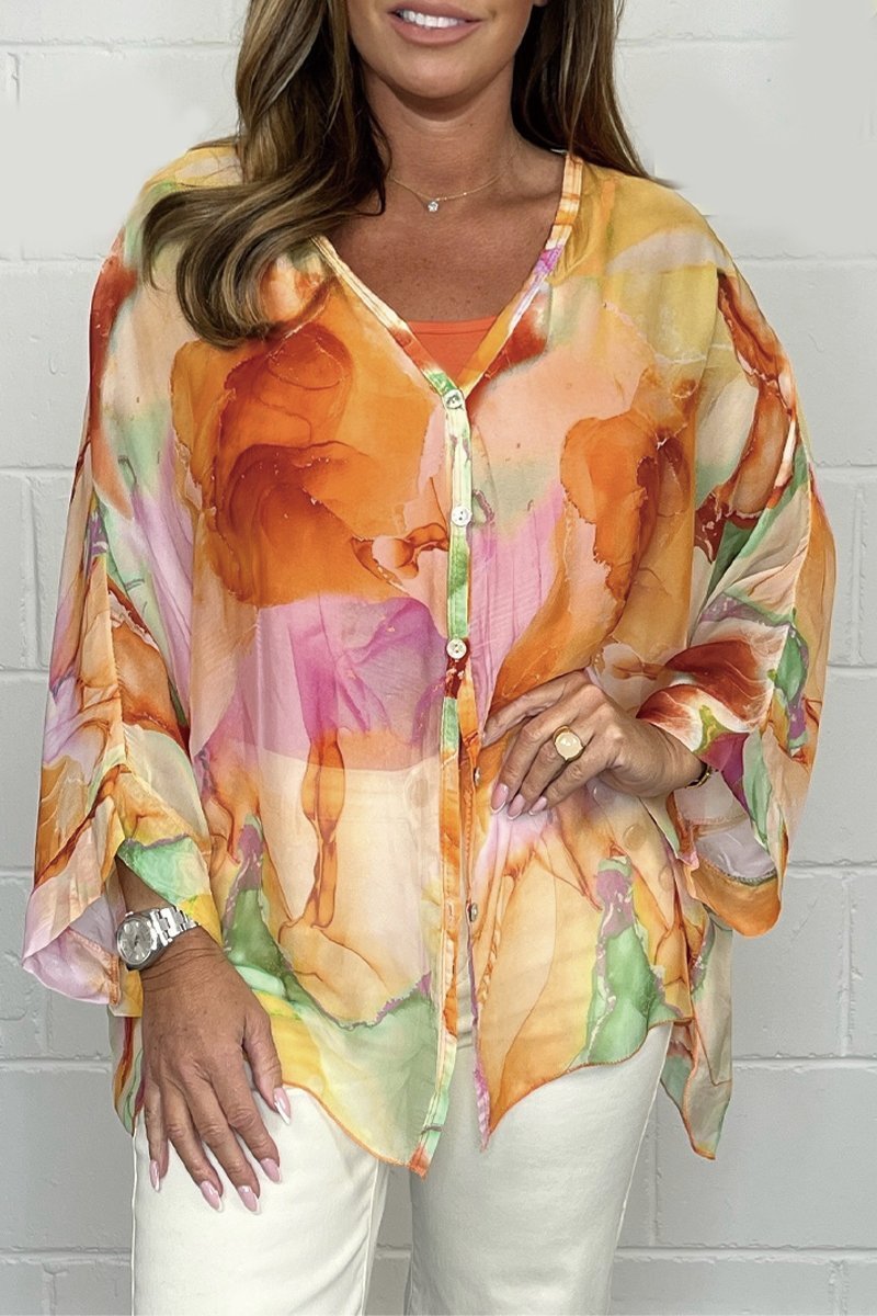 Babette Blouse | Lightweight Printed Blouse for Women with Long Sleeves and Classic Collar