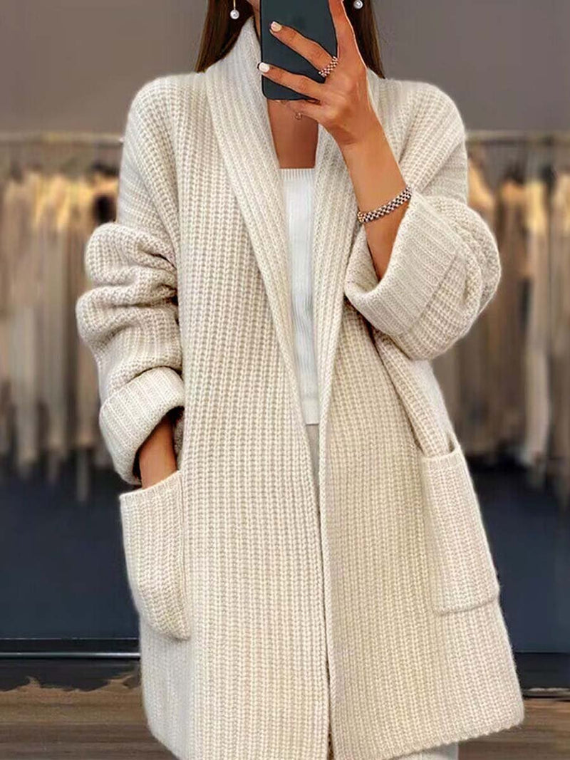 Charmaine Cardigan | Solid Color V-Neck Pocket Knitted Cardigan, Simple and Versatile