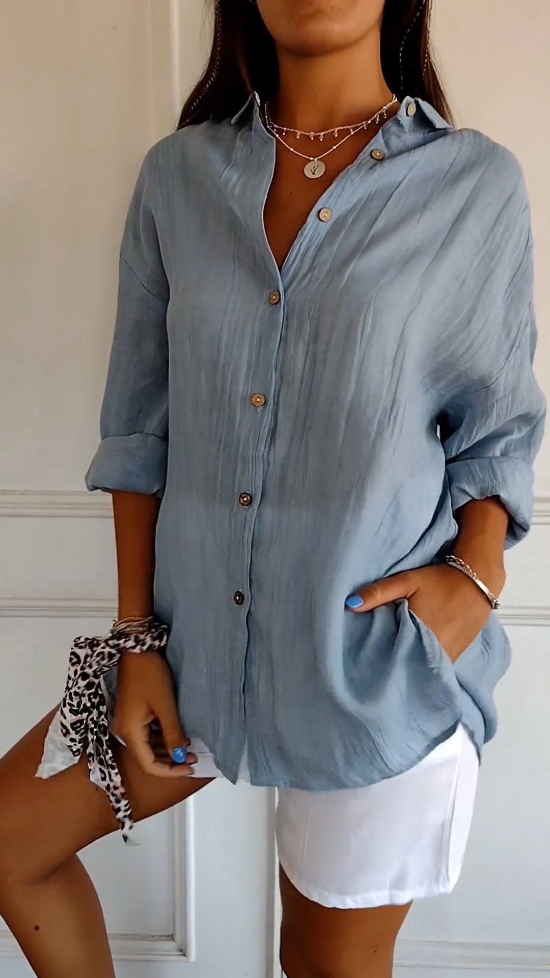 Fleet Blouse | Women’s Elegant Long-Sleeve Blouse with Minimalist Design and Button-Down Front