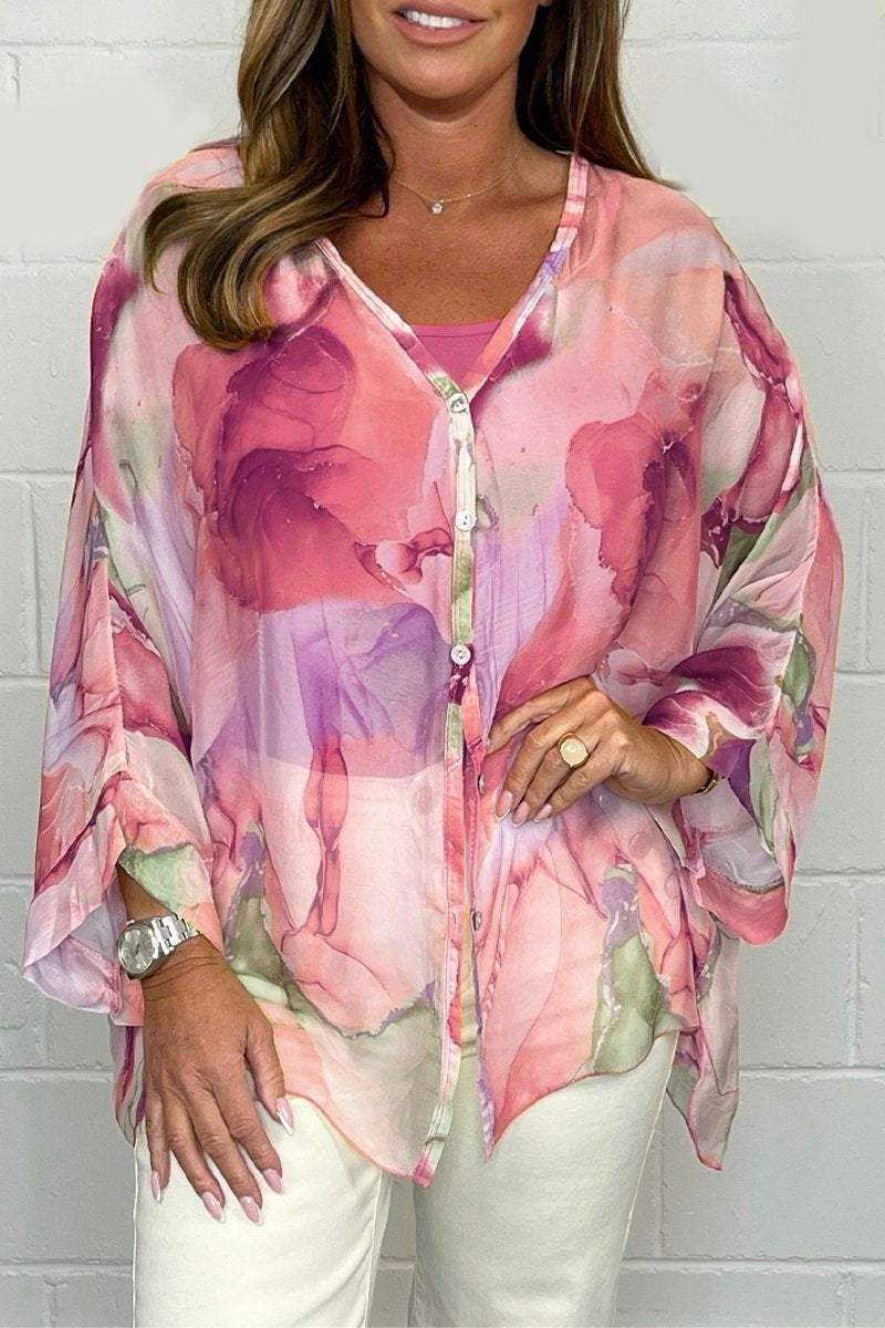 Babette Blouse | Lightweight Printed Blouse for Women with Long Sleeves and Classic Collar