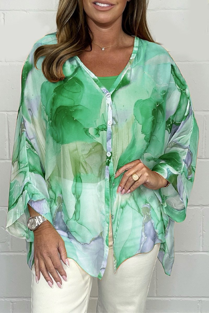 Babette Blouse | Lightweight Printed Blouse for Women with Long Sleeves and Classic Collar