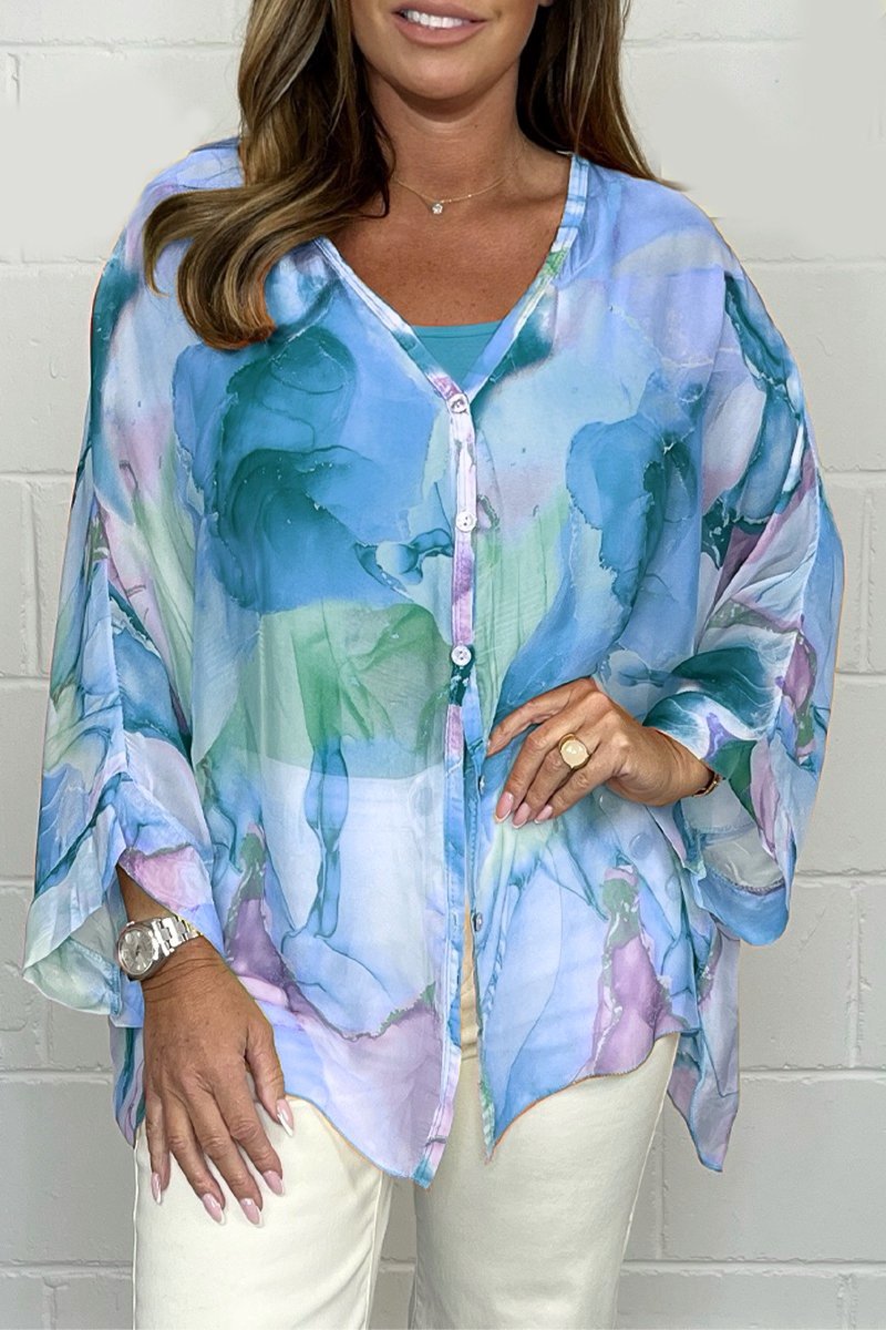 Babette Blouse | Lightweight Printed Blouse for Women with Long Sleeves and Classic Collar