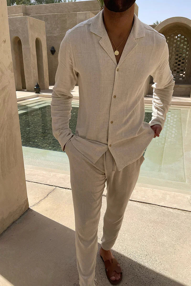 Xavier Linen Set | Men’s Linen Shirt and Pants Two-Piece Outfit