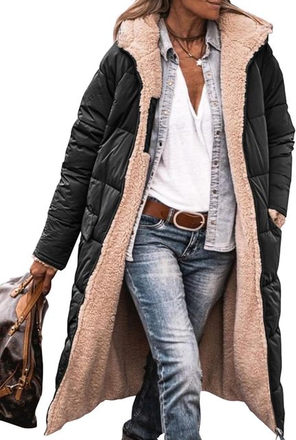 Kiara Puffer Coat | Long Reversible Sherpa-Lined