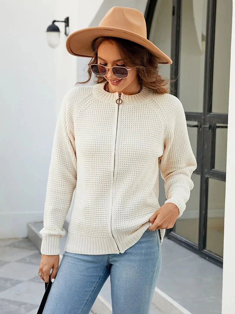 Patrizia Cardigan | Women's Autumn Solid Zip-Up Knit Cardigan