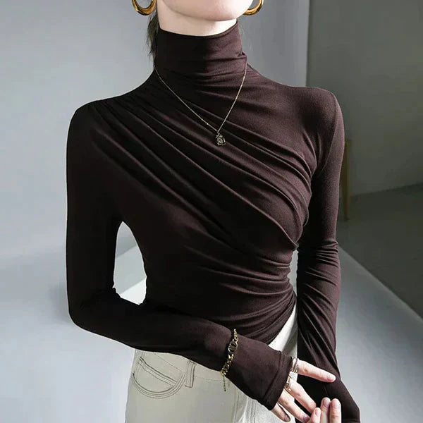 Irena Pleated Turtleneck Sweater | Elegant and Cozy Fit