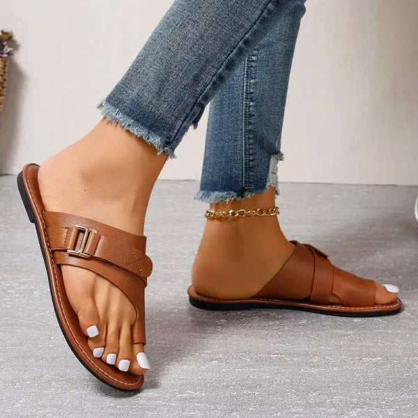 Wyleen Sandals | Cross-Strap Flat Sandals Women