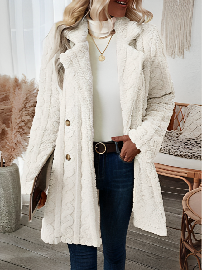 Ivie Coat | Cozy Textured Button-Up Winter Coat