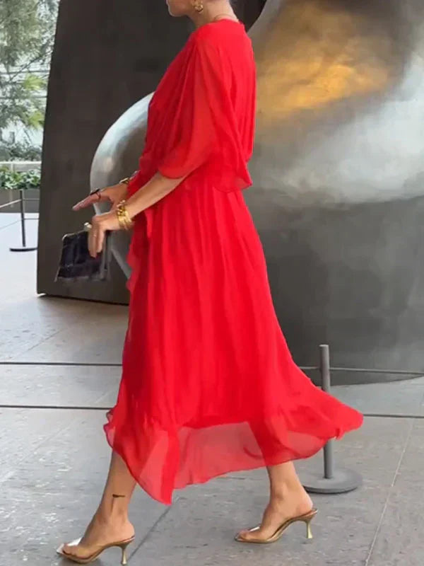 Yesenia Chiffon Dress | Women’s Long Flowy Chiffon Dress with Fairy Skirt Detail