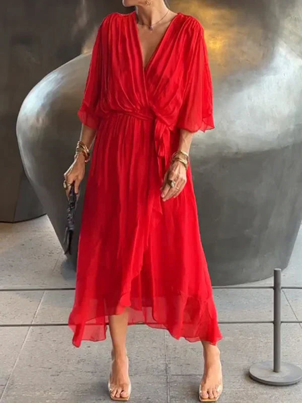 Yesenia Chiffon Dress | Women’s Long Flowy Chiffon Dress with Fairy Skirt Detail
