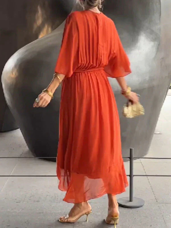 Yesenia Chiffon Dress | Women’s Long Flowy Chiffon Dress with Fairy Skirt Detail