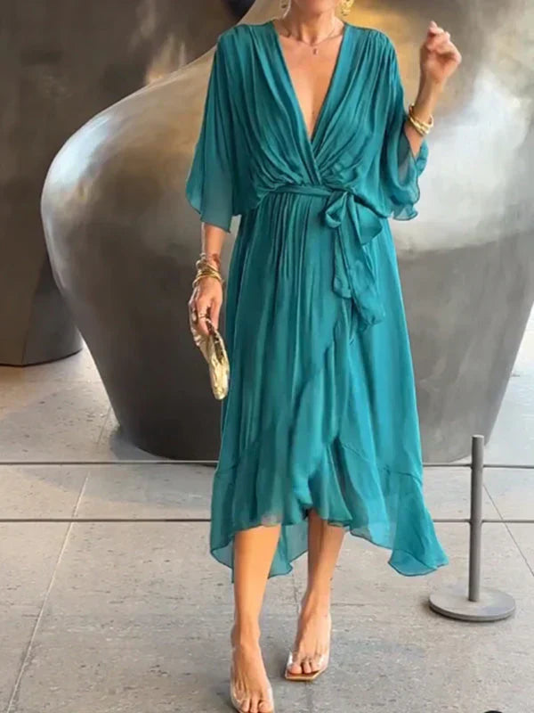 Yesenia Chiffon Dress | Women’s Long Flowy Chiffon Dress with Fairy Skirt Detail