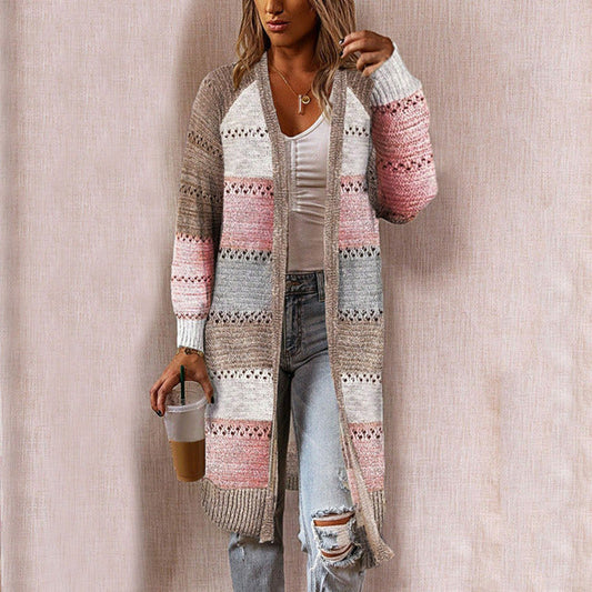 Orsola Cardigan | Women's Autumn Long Striped Knit Cardigan
