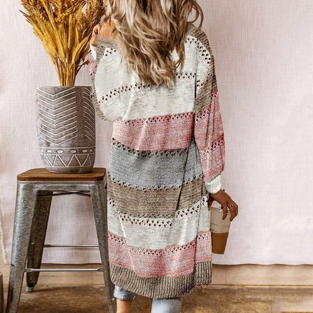 Orsola Cardigan | Women's Autumn Long Striped Knit Cardigan