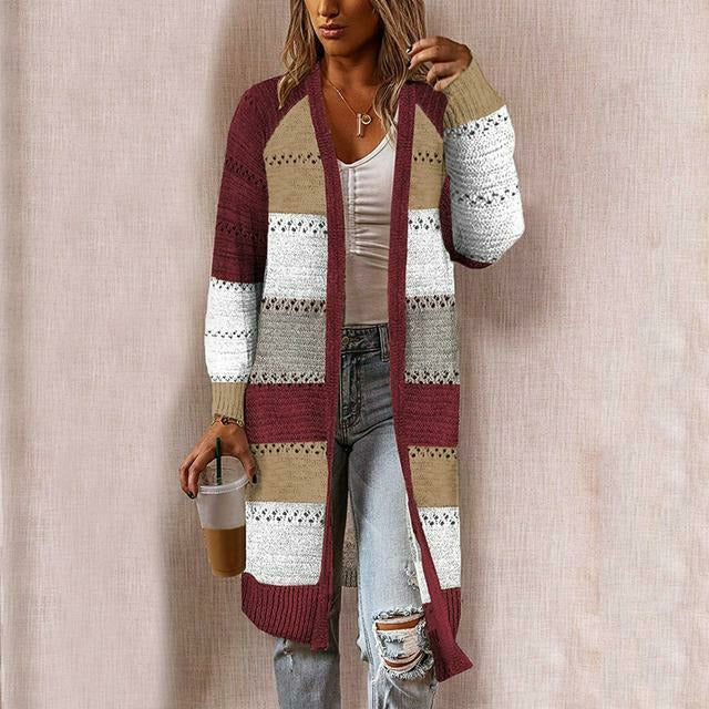 Orsola Cardigan | Women's Autumn Long Striped Knit Cardigan