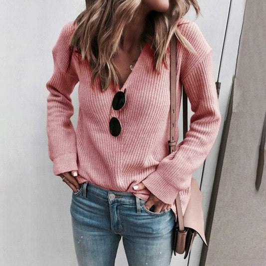 Norma Jumper | Women's Autumn Casual Knitted V-Neck Jumper