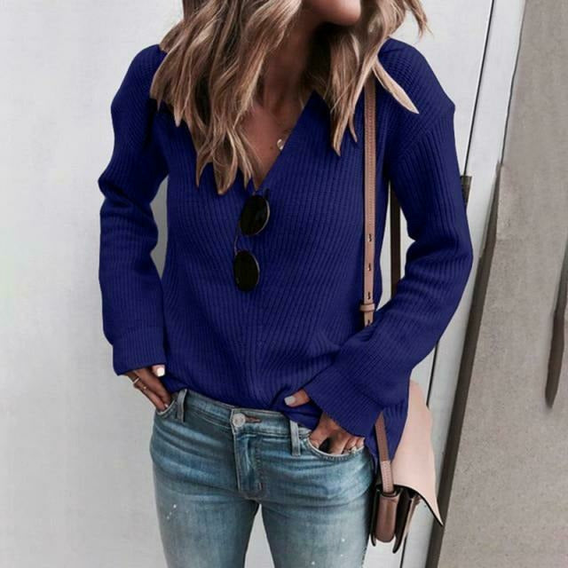 Norma Jumper | Women's Autumn Casual Knitted V-Neck Jumper