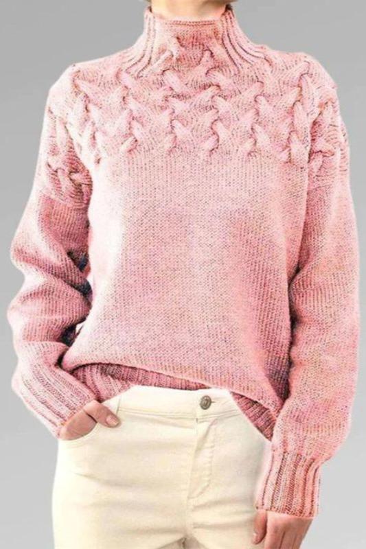 Izabela Sweater | High-Neck Cable Knit Sweater