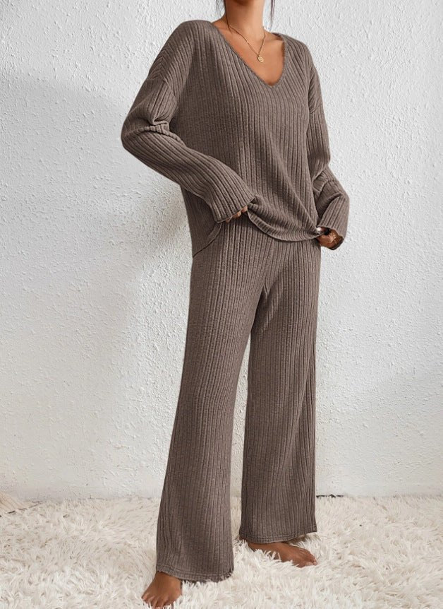 Kamila Lounge Set | Ribbed Knit V-Neck Two-Piece