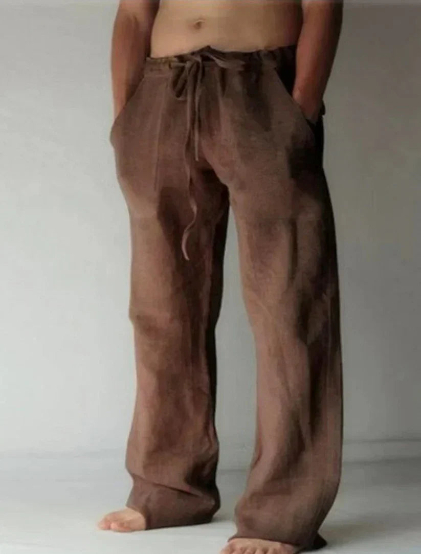 Alexander Linen Trousers | Men’s Wide-Leg Trousers with Drawstring Waist and Relaxed Fit