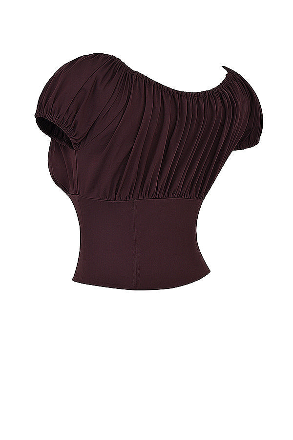 Bayla Two-Piece Set | Women’s Rich Brown Ruffle Top and Midi Skirt with Feminine Flow