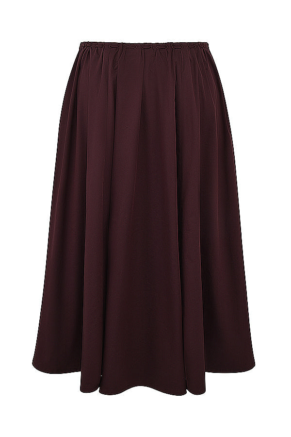Bayla Two-Piece Set | Women’s Rich Brown Ruffle Top and Midi Skirt with Feminine Flow